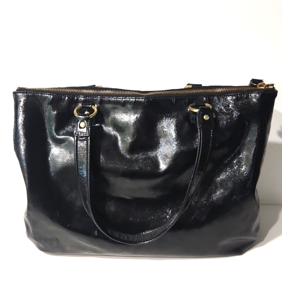 Coach F-20004 Daisy Liquid Gloss Black Patent Leather Shoulder Bag Tote Purse - Picture 4 of 16